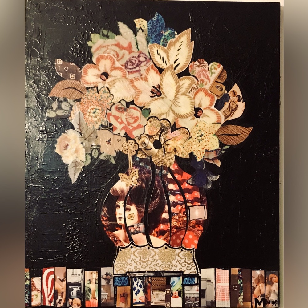 “VASELLA”. Vase Collage Painting
